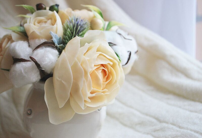 Artificial Flower Bouquet — White, Serene