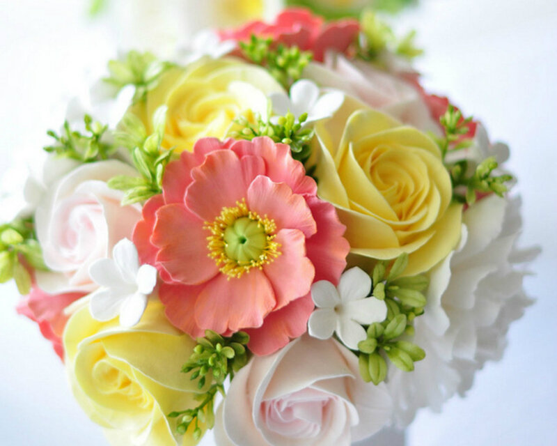 Artificial Flower Bouquet — Yellow, Calm