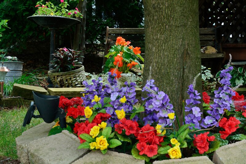Artificial Flowers in Garden