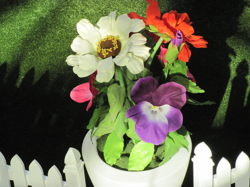 Artificial Flowers in Pot — White