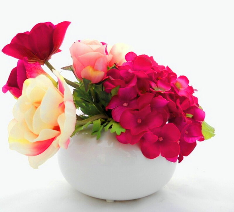 Artificial Flowers in Vase — Pink