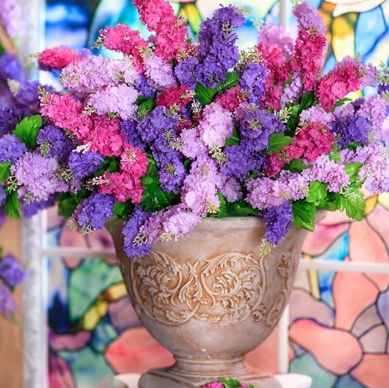 Artificial Flowers in Vase — Purple