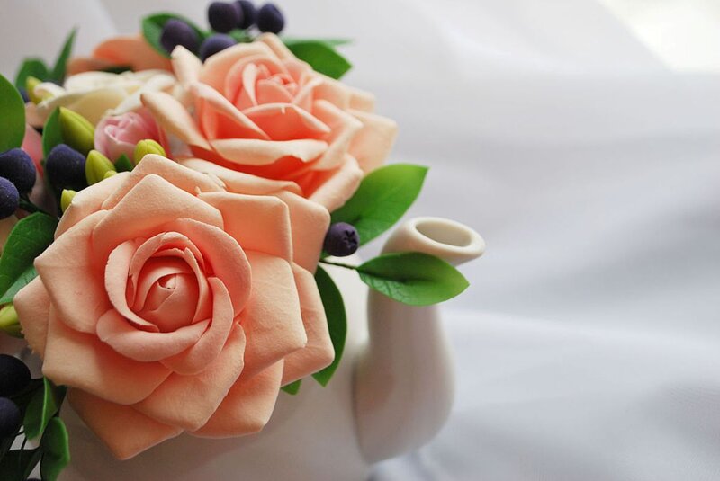 Artificial Rose Bouquet — Peach
