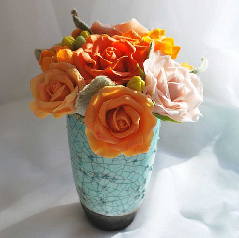 Artificial Roses in Vase