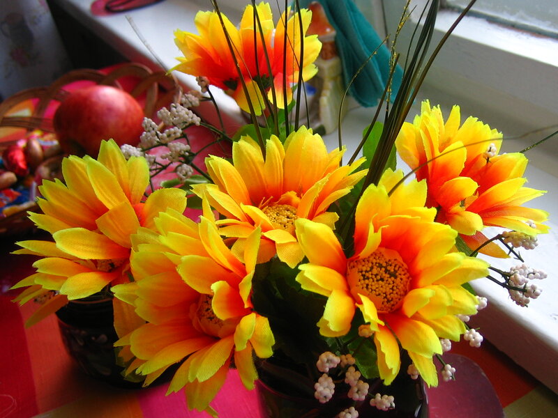 Artificial Sunflowers in Vase