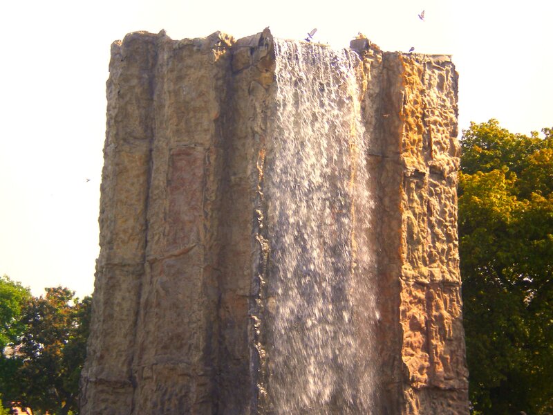 Artificial Waterfall — Brown, Calm, Afternoon