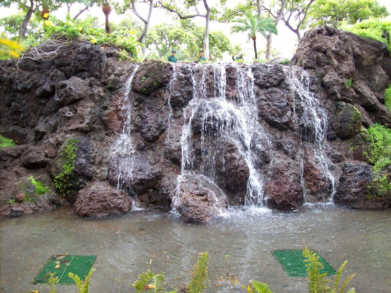 Artificial Waterfall — Green, Serene, Afternoon, Photograph