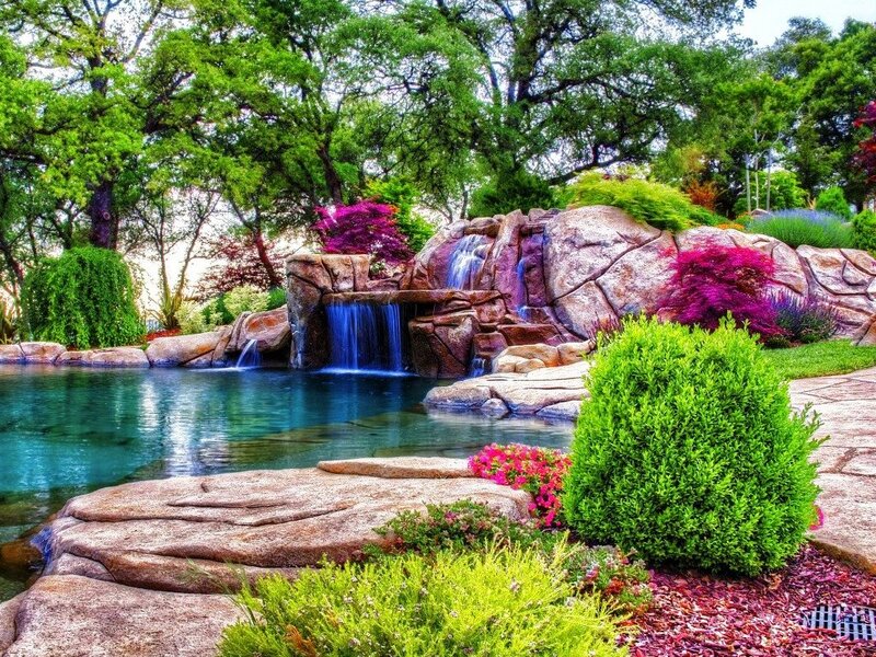 Artificial Waterfall Pond — Green
