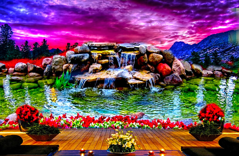 Artificial Waterfall Pond — Purple