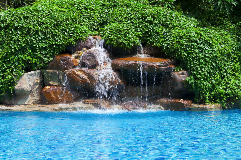 Artificial Waterfall Pool — Blue, Serene
