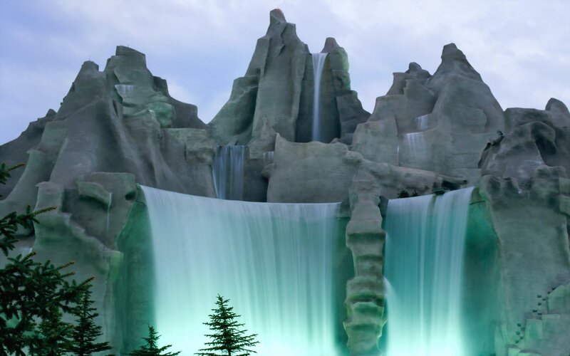 Artificial Waterfall Structure — Green