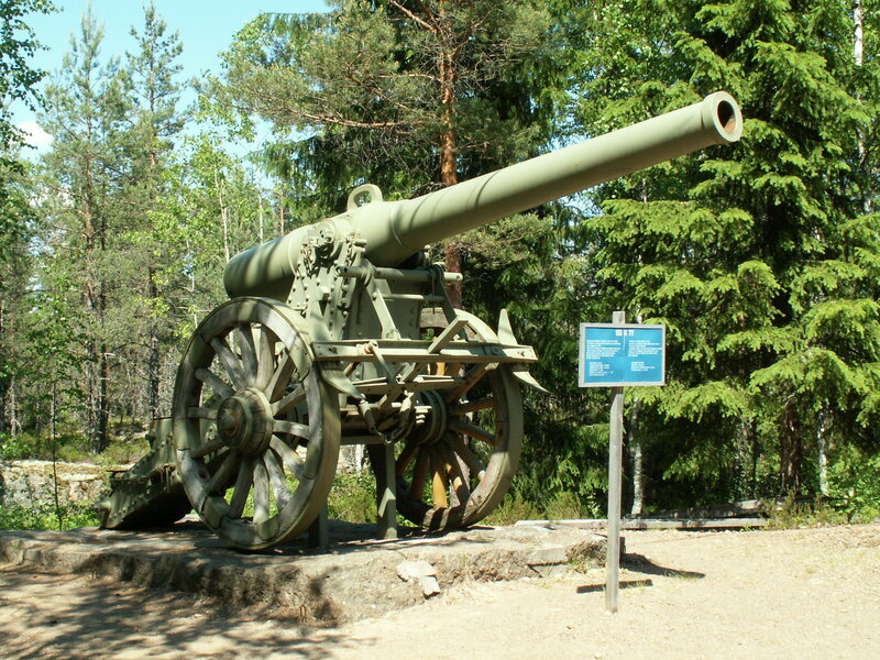 Artillery cannon in forest