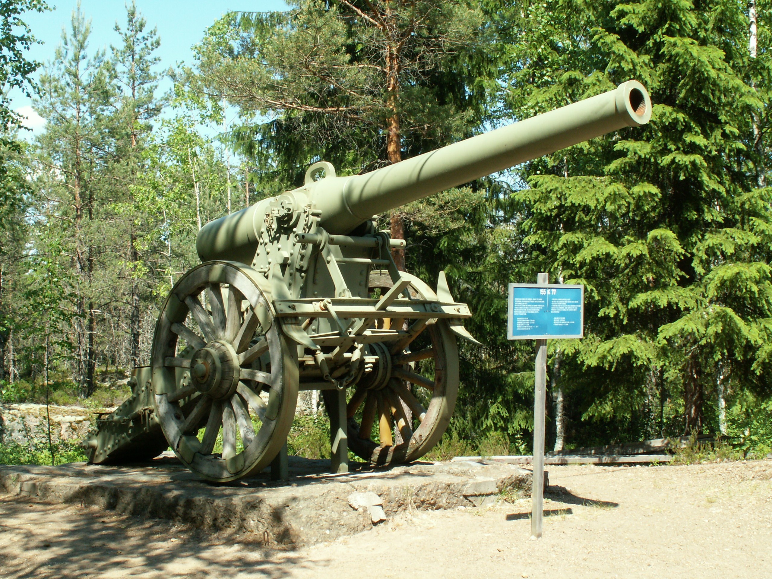Artillery cannon in forest