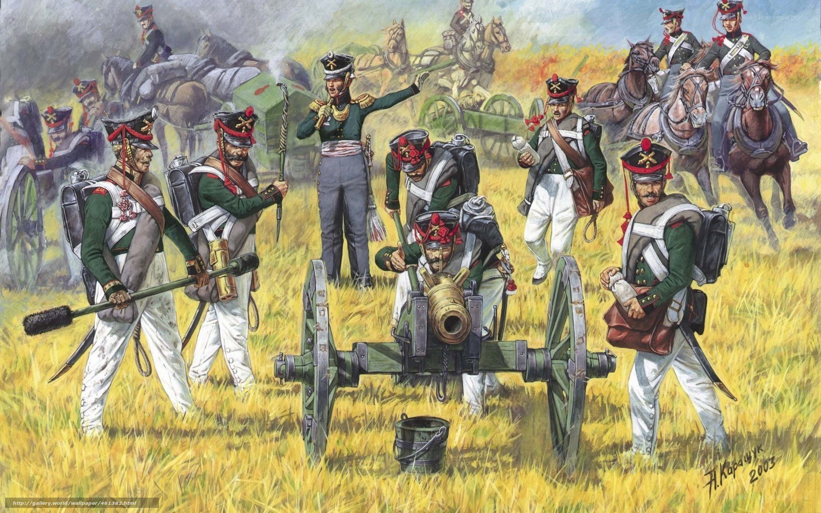 Artillery crew in battle