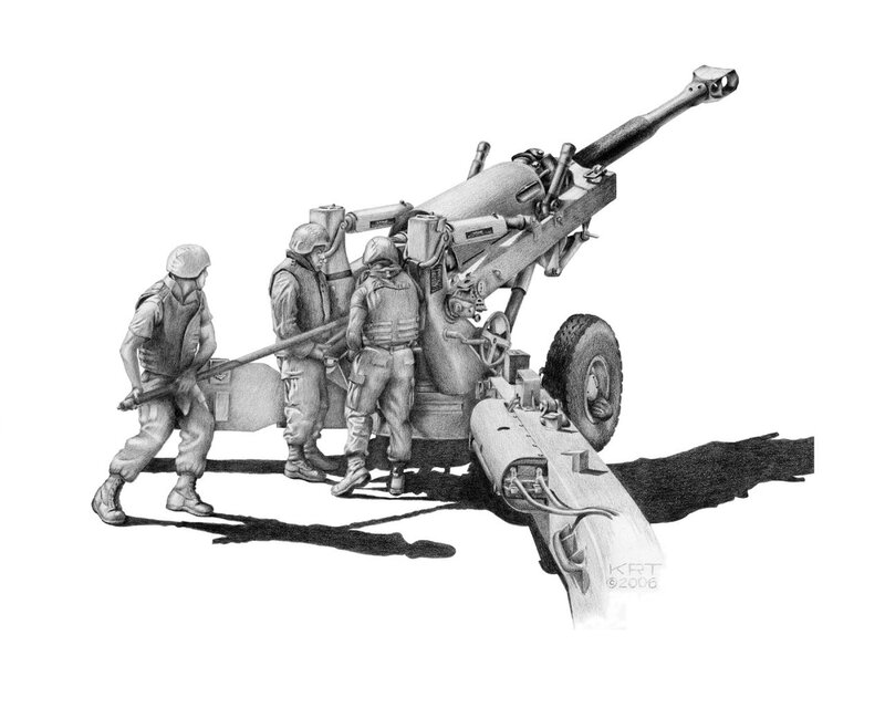 Artillery crew with howitzer