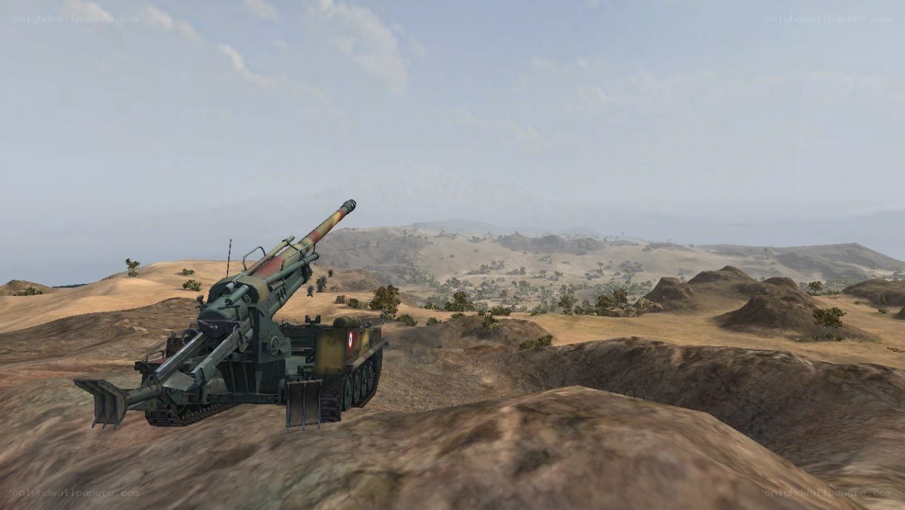 Artillery in desert terrain