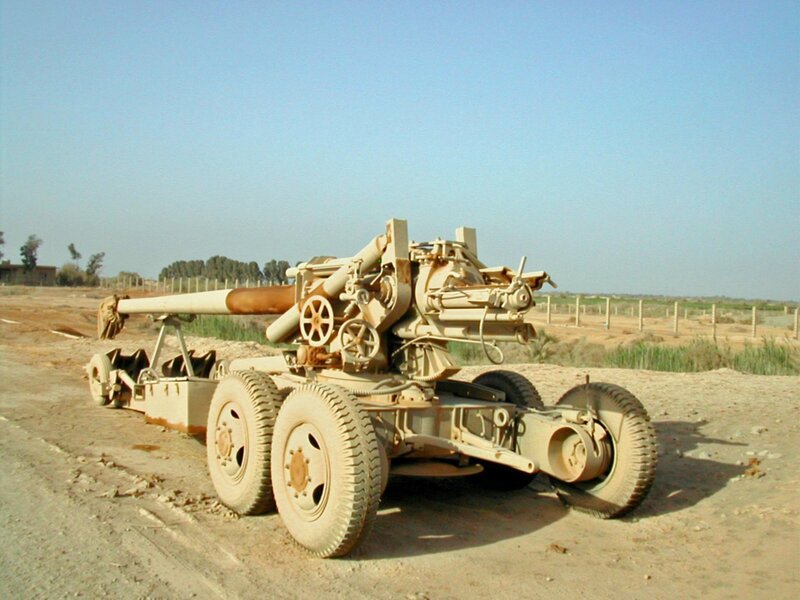 Artillery piece in desert
