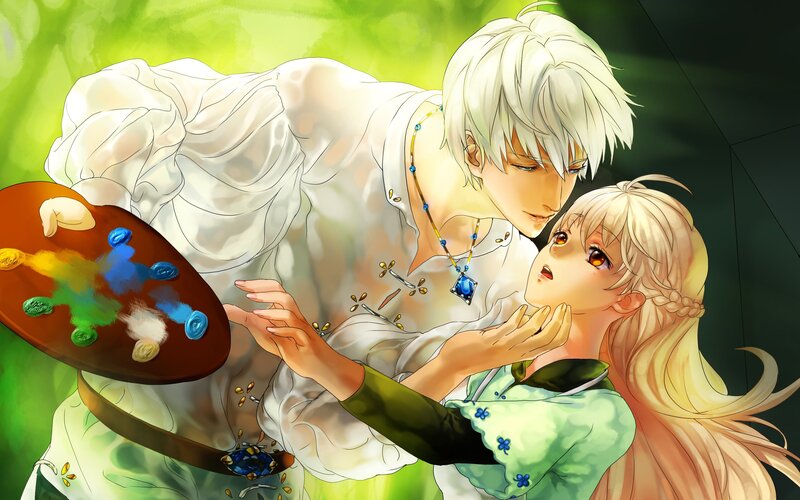 Artist and muse in a tender moment