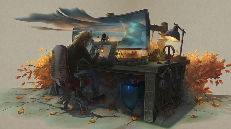 Artist at Drawing Desk