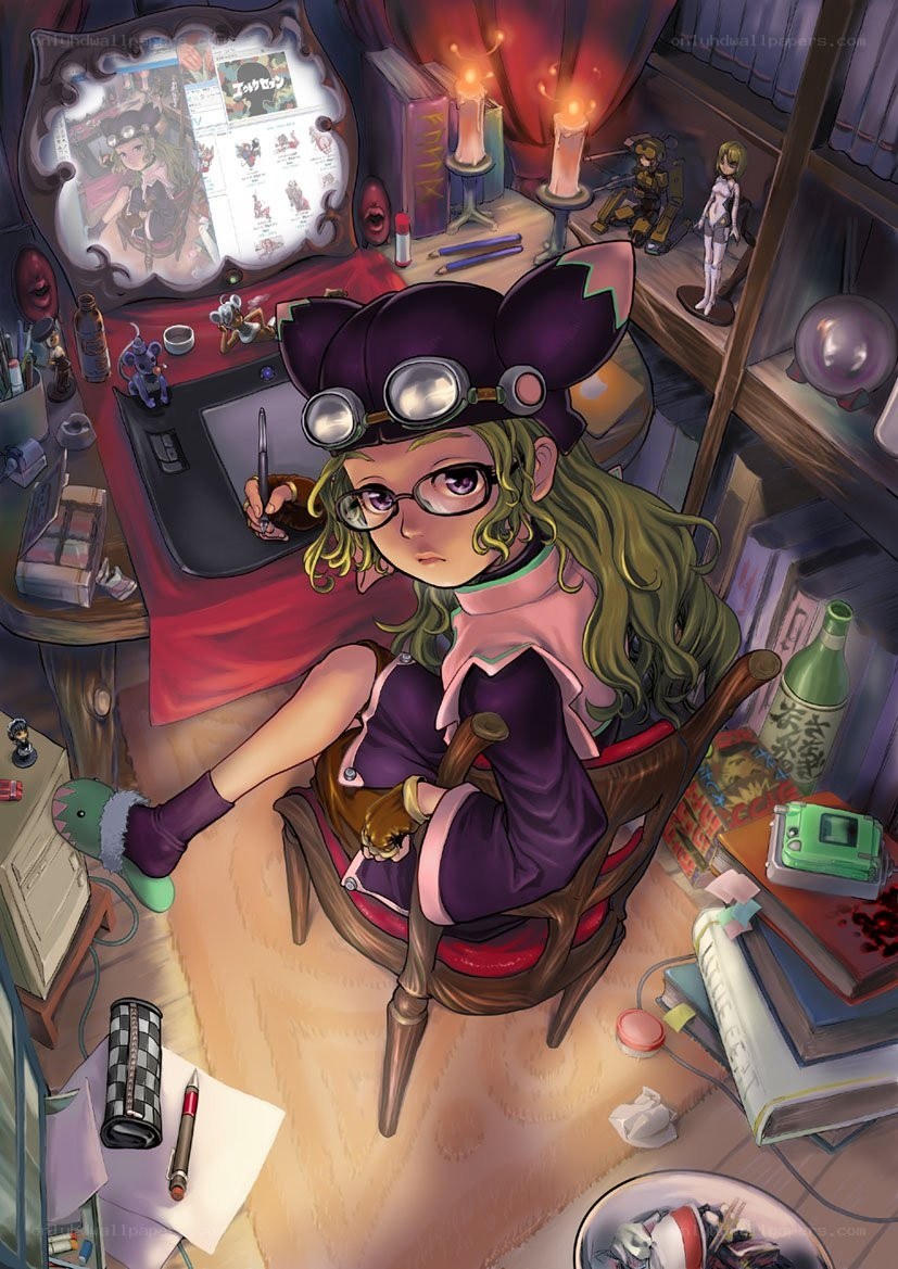 artist at her desk