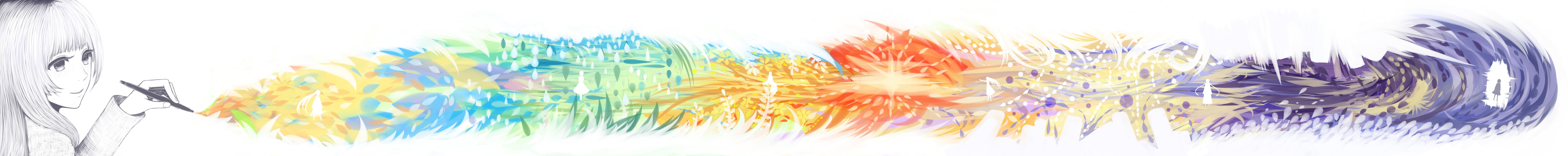 artist drawing a rainbow world