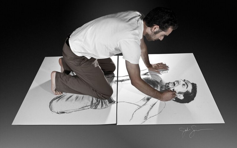 artist drawing a self-portrait