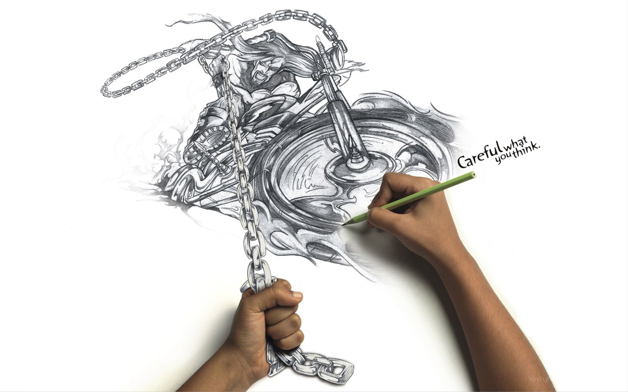 artist drawing a warrior