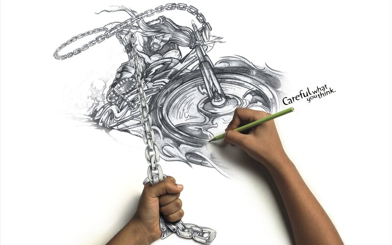 Artist Drawing a Warrior — Black