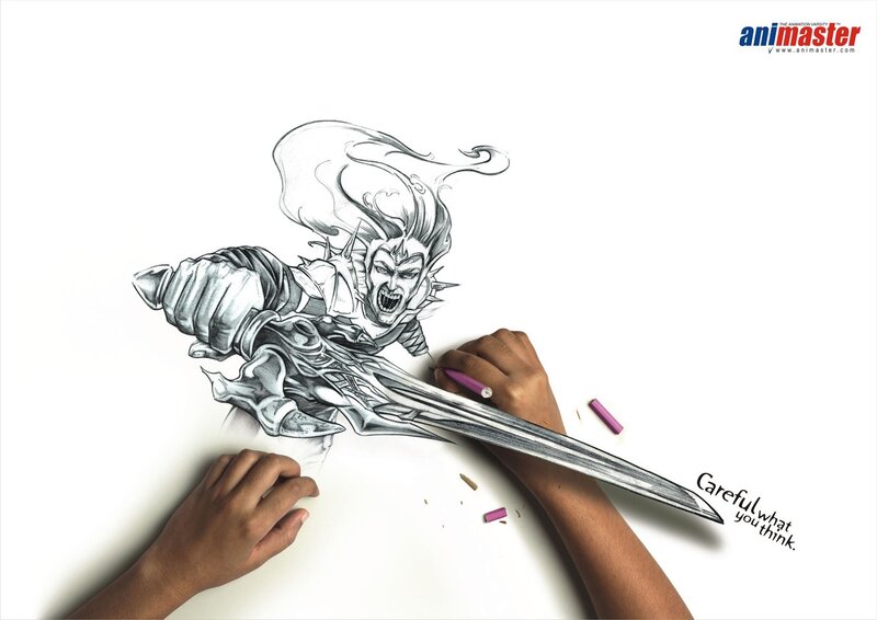 artist drawing a warrior