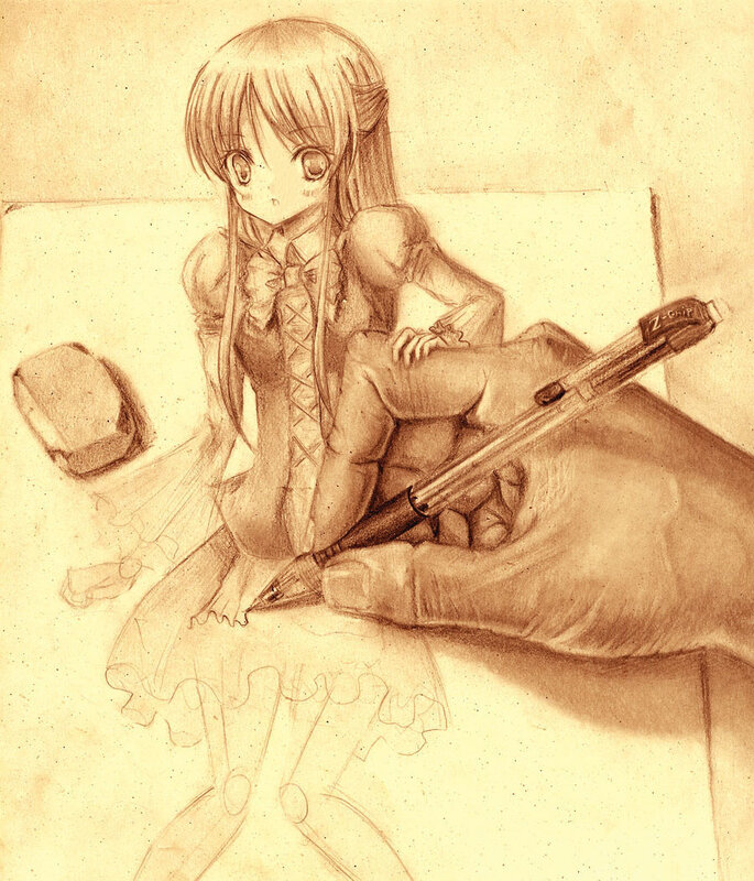 artist drawing anime girl