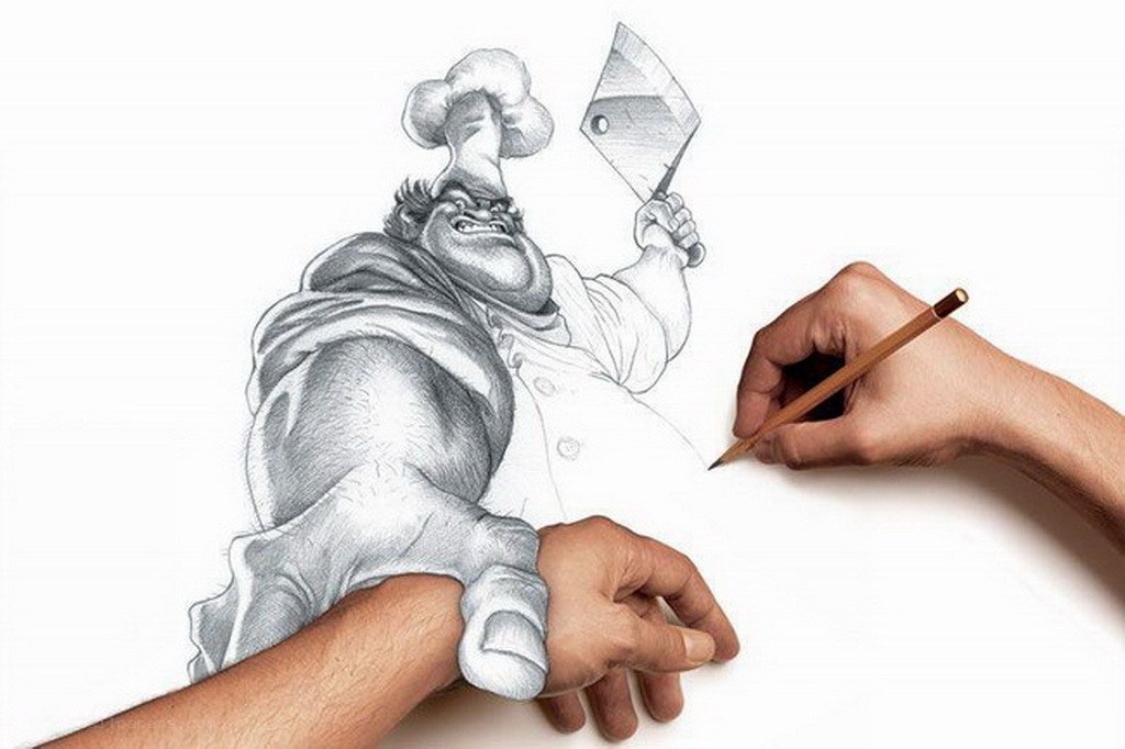 artist drawing chef character