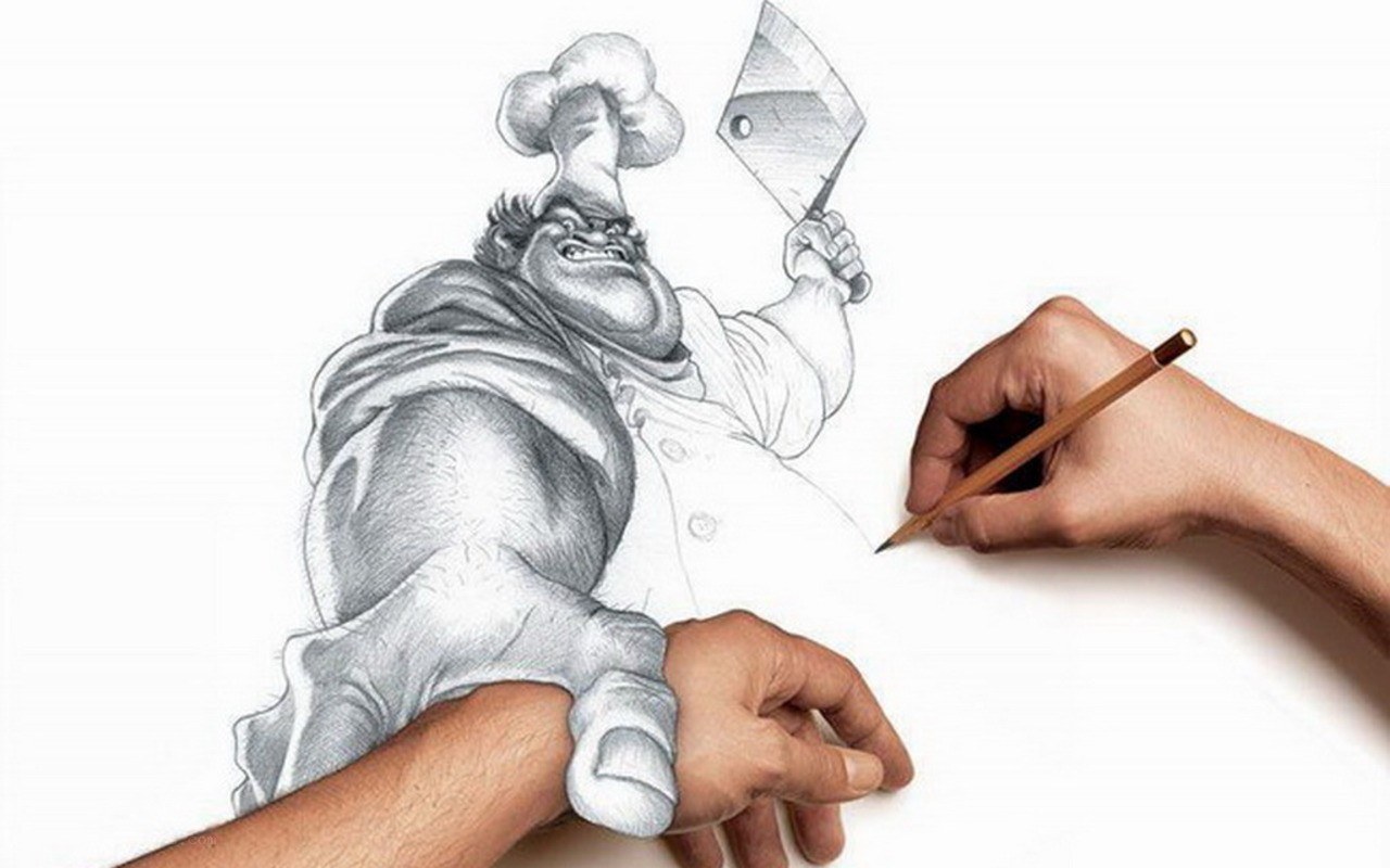 artist drawing chef character