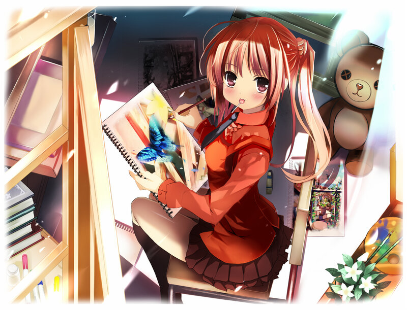 artist drawing in her room