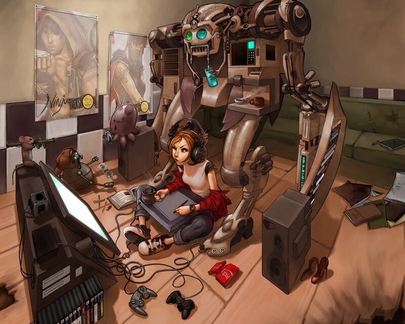 Artist Drawing in Room