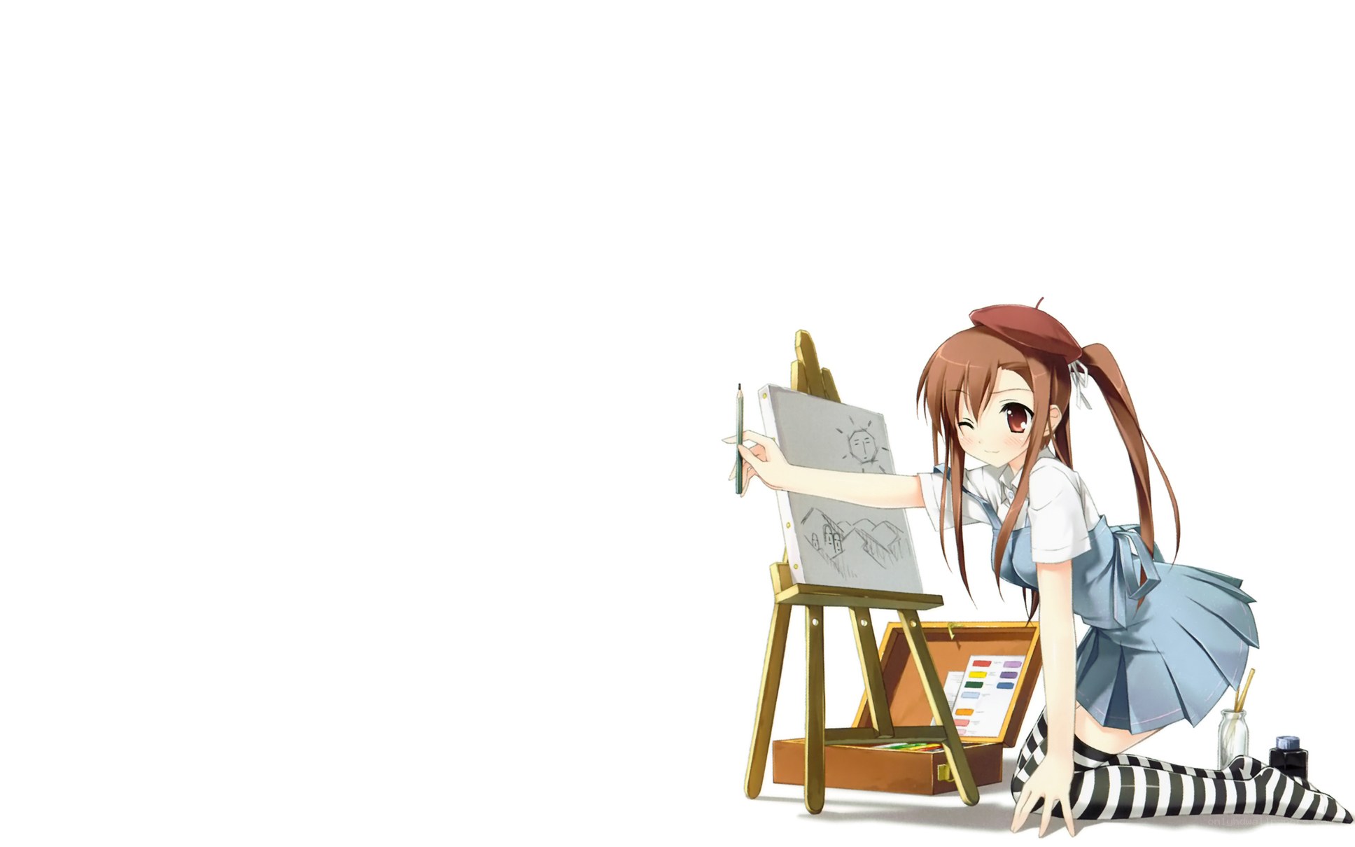 artist drawing on easel