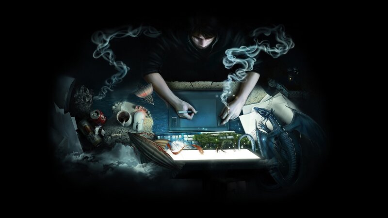 Artist Drawing on Tablet