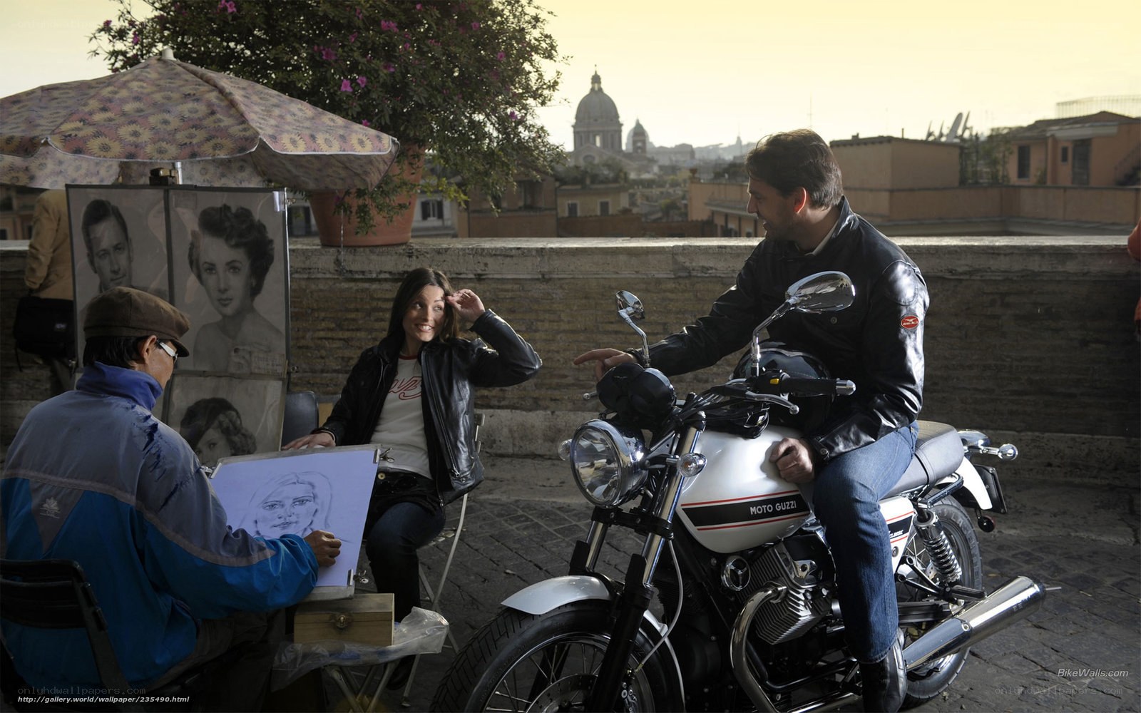 Artist drawing portrait in Rome