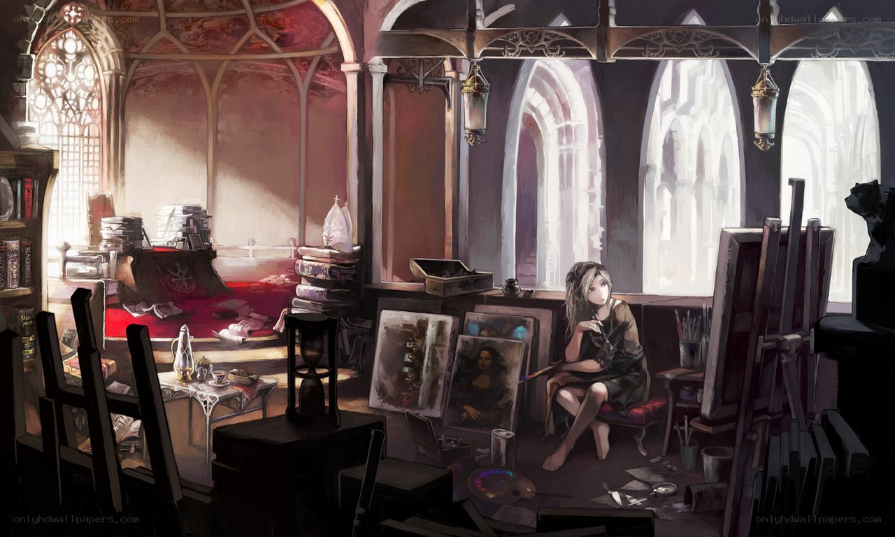 artist in a cathedral studio