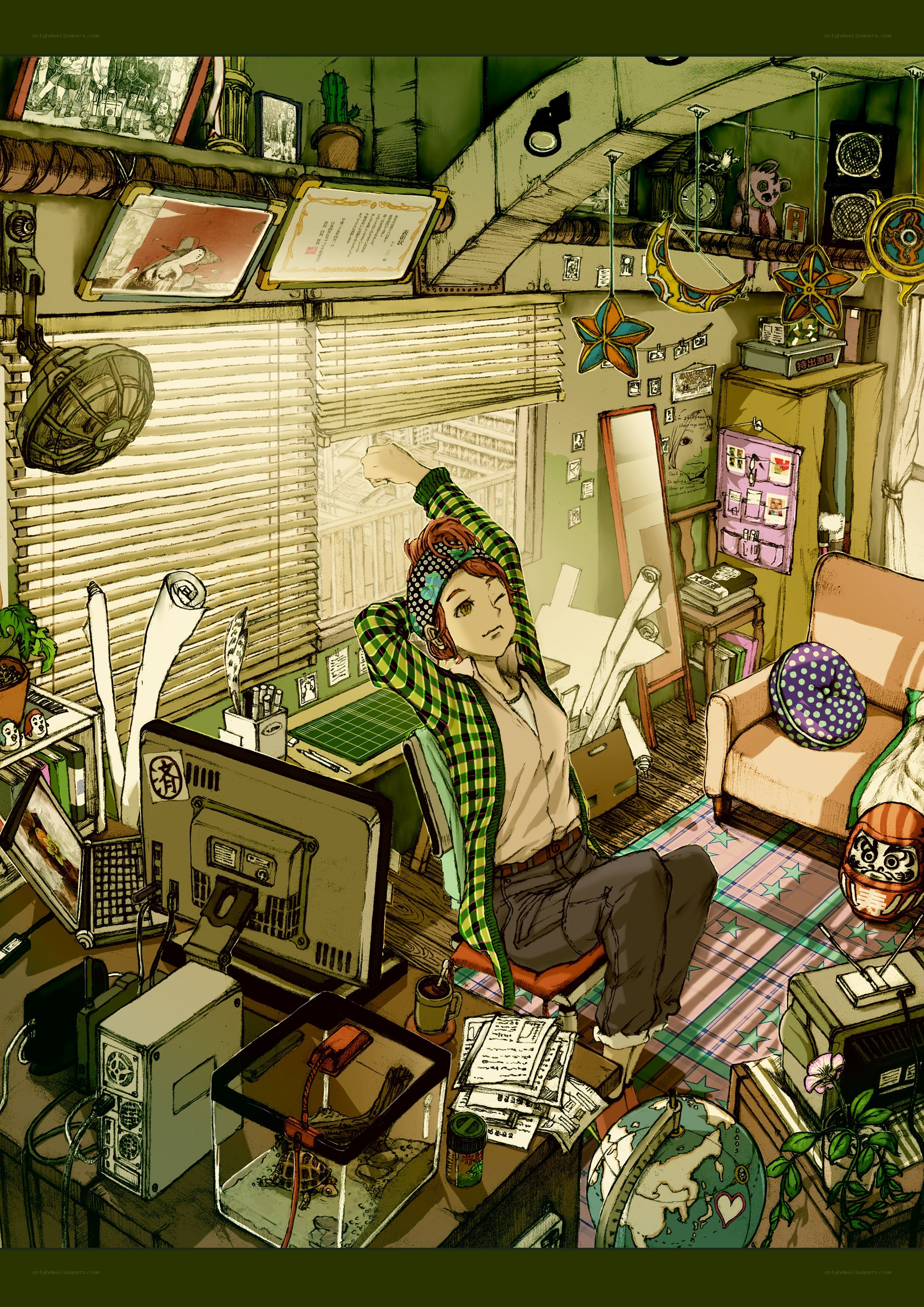 Artist in a cluttered studio