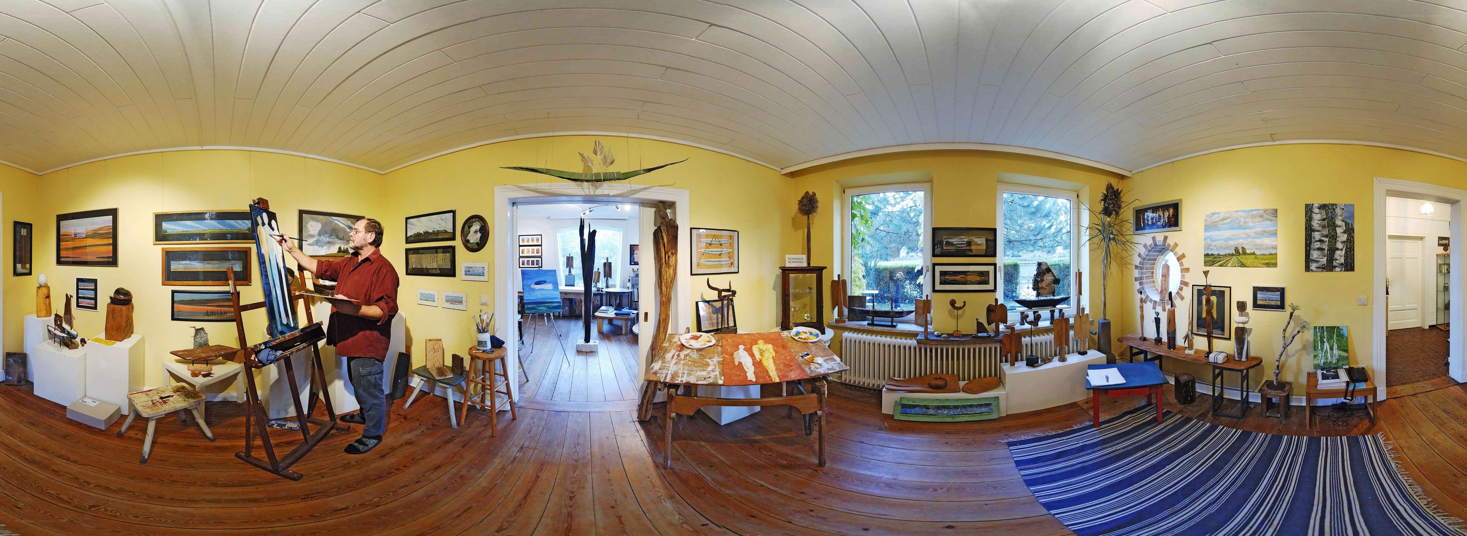 Artist in a gallery studio
