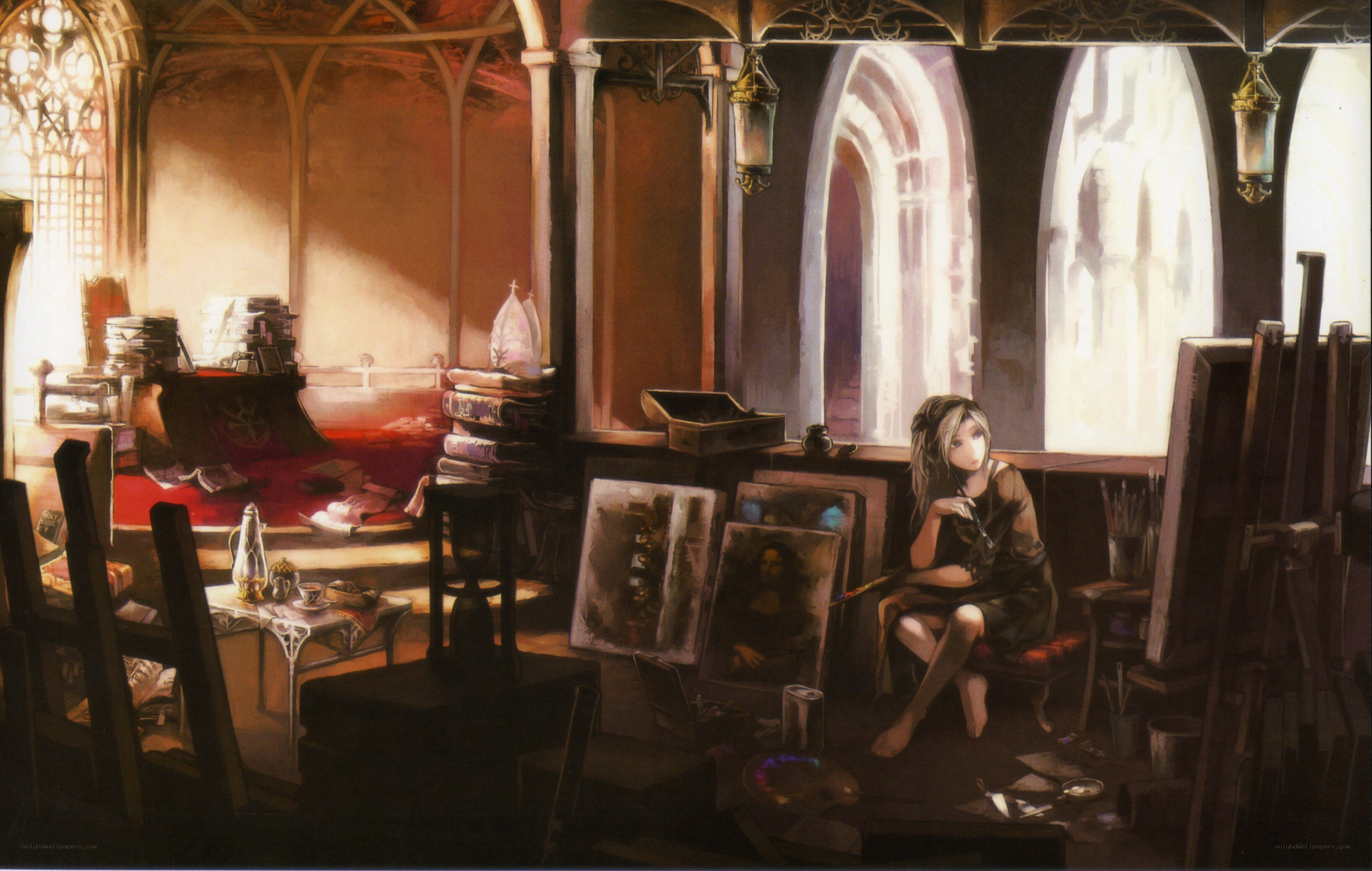 Artist in a sunlit studio
