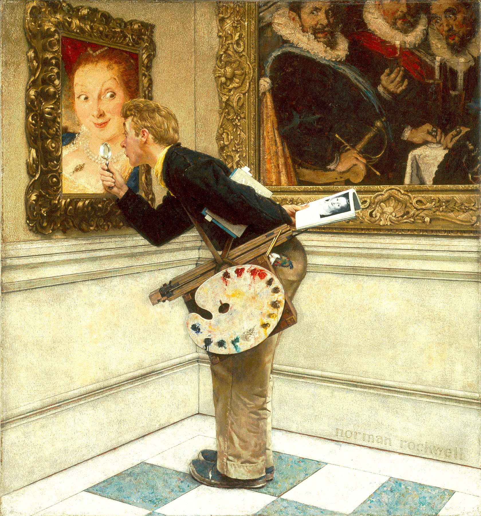 Artist in an art gallery