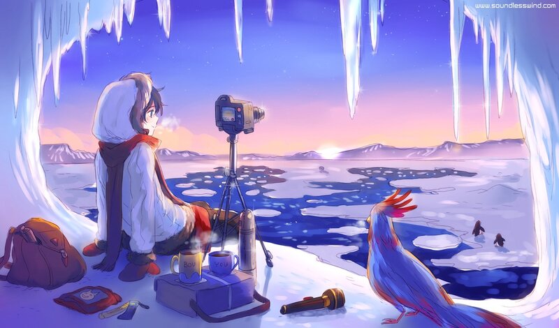 Artist in an ice cave