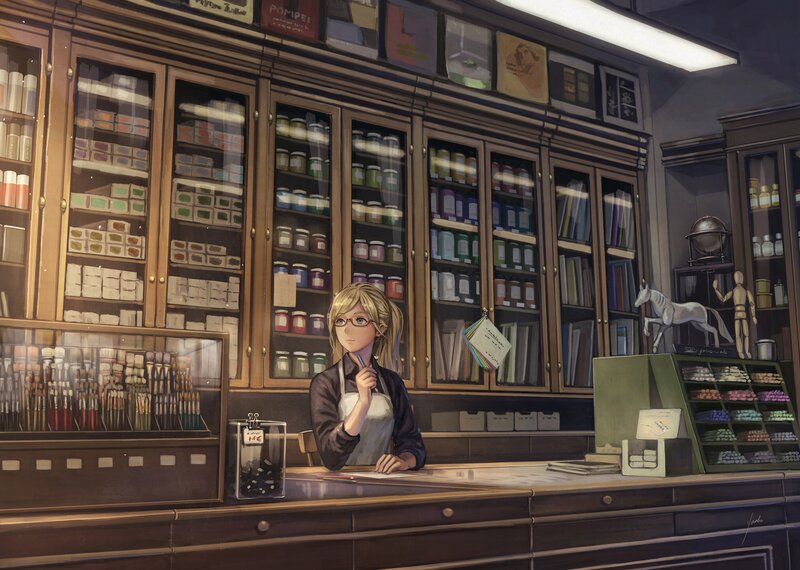 Artist in Art Supply Shop