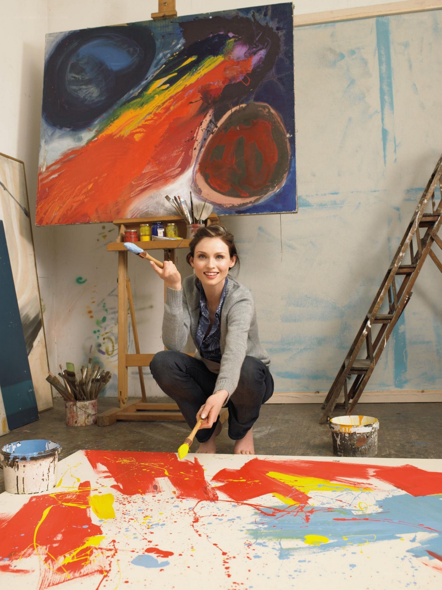 Artist in her studio