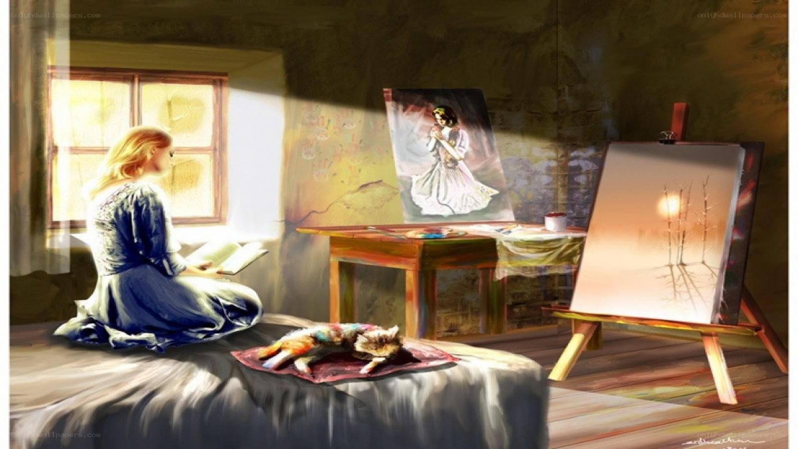Artist in her studio
