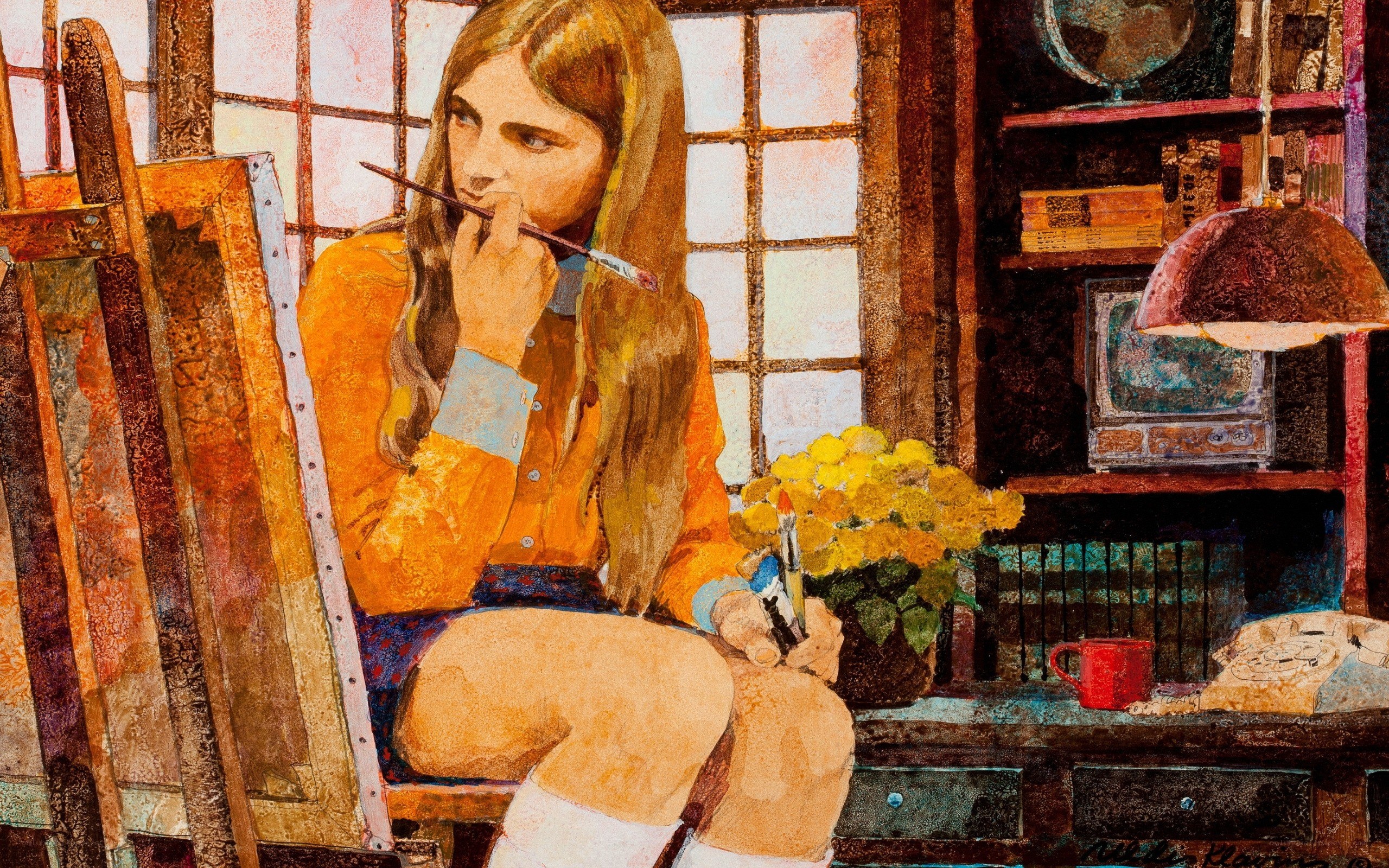 Artist in her studio