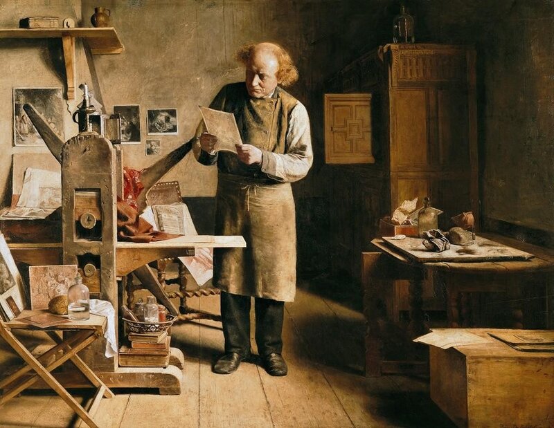 Artist in his workshop