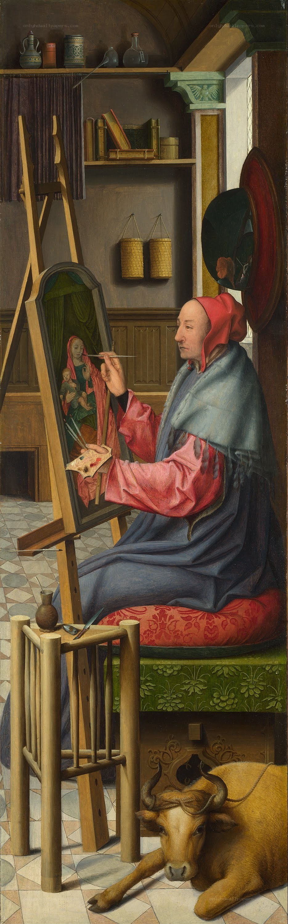 Artist painting a Madonna
