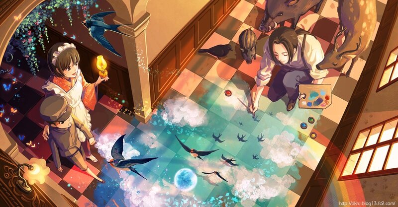 artist painting a magical floor